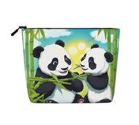 Two Happy Pandas Trousse de maquillage en chanvre de grande capacité pour voyage d'affaires et usage quotidien