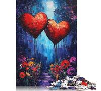 Two Hearts in The Night Puzzles 1000 Pièces Cadeau Unique Jeu Éducatif Défi Jouet À De Qualité Supérieure Peinture Art pour Adultes Et Enfants À Partir De 14 Ans 500pcs (52x38cm)