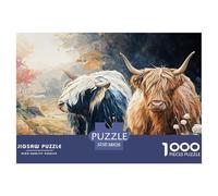 Two Highland Cows 1000 Pcs Carton Premium Coffret De Puzzles Strong Cows Stimulant Et Éducatif Défi Unique Puzzles As Birthday Gifts 38x26cm/1000pcs