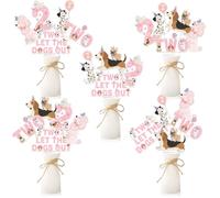 Two Let The Dogs Out Lot de 24 centres de table double face pour fête d'anniversaire de fille sur le thème du chien rose