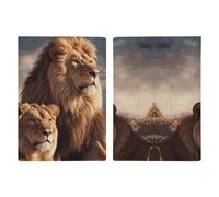 Two Lions Étui de passeport en cuir synthétique imperméable avec emplacements pour cartes de crédit pour homme et femme, 20,3 x 13,8 cm, Style :, 20.3x13.8cm
