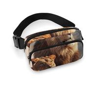 Two Lions Sac banane tendance avec sangle réglable pour entraînement en plein air cyclisme Unisexe Blanc 20 x 13 cm, blanc, 20x13cm, Sac banane