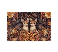 Two Little Animals Are In The Golden Flower Bed Puzzle de 1000 pièces pour adultes en bois pour adultes Cadeaux Décoration d'intérieur