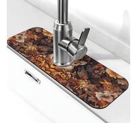 Two Little Animals are in the Golden Flower Bed - Tapis de robinet anti-éclaboussures pour robinet de cuisine, poignée de robinet - Plateau récupérateur d'égouttement pour salle de bain (38,1 x 14 cm)