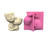 Two Man Hug Moule en silicone pour plantes grasses, béton, pot de fleurs, vase, plâtre, ciment et argile, pot de fleurs, moule en résine