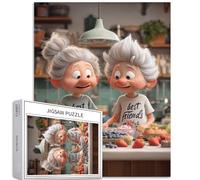 Two Old Ladies in The Kitchen Casse-tête de 1 000 pièces pour adultes Scène de cuisine Art Puzzle stimulant Jeux d'activités familiales Colorés Puzzle pour décoration d'intérieur Cadeaux 50 x 70 cm