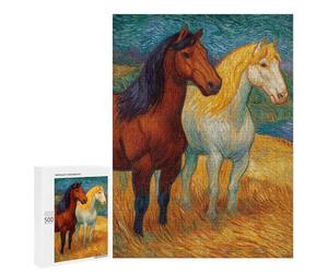 Two Painted Horses Puzzle 1000 Pièces Educa Jouet en Bois Cadeau Unique Décoration Intérieure Jeu Éducatif Challenge Toy Adultes Et Enfants À Partir De 14 Ans 500 PCS