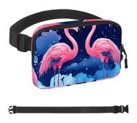 Two Pink Flamingos-699 Sac banane unisexe de style : sac banane tendance, sac à bandoulière sport fin à la mode pour jogging, randonnée, randonneur, femme, homme, multicolore, 4 x 23 x 15 cm,
