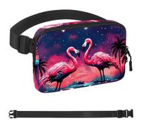 Two Pink Starry Flamingos-721 Sac banane à bandoulière pour homme et femme, sac banane pour voyage, marche, course, randonnée, cyclisme, multicolore, 4 x 23 x 15 cm, multicolore,