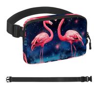 Two Pink Starry Flamingos-727 Sac banane à bandoulière pour homme et femme, sac banane pour voyage, marche, course, randonnée, cyclisme, multicolore, 4 x 23 x 15 cm, multicolore,
