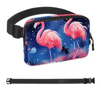 Two Pink Starry Flamingos-769 Sac banane à bandoulière pour homme et femme, sac banane pour voyage, marche, course, randonnée, cyclisme, multicolore, 4 x 23 x 15 cm, multicolore,