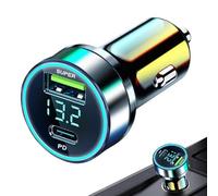 Two Port Car Charger - 240W USB Quick Charging Adapter | PD QC 30 Fast Charge, ABS PC Compact Design, LED Digital Display, Compatible with Cell Phones MP3 MP4 Cameras Digital Products