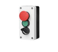 Two Position Rotary Switch + Reset Push Button + Emergency Stop Box 10A Red Green Industrial Control Power NO NC NWPNLXEA