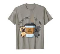 Two Pugs and Coffee is all i need Funny Carlin T-Shirt