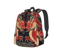Two Red Dragons Are Symmetric Sac à dos léger pour voyage, randonnée, trajets quotidiens, affaires, sac à dos rose pour ordinateur portable pour homme et femme