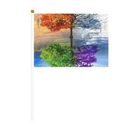 Two Season Trees, lot de 6 et 10 drapeaux à agiter à la main, drapeaux à main sur bâton, pour défilés, fêtes, bars, anniversaires
