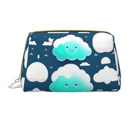Two Shy Clouds Trousse de maquillage portable en cuir pour cosmétiques, articles de toilette et essentiels quotidiens, blanc, Taille unique
