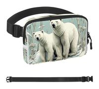 Two Snow Polar Bears-1539 Sac banane de style unisexe : sac banane tendance, sac à bandoulière sport fin et tendance pour jogging, randonnée, randonneur, femme, homme, multicolore, 4 x 23 x 15 cm,