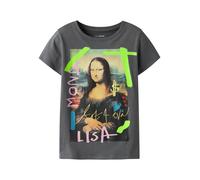 TWO SOON T-Shirt 'Kunst' jaune fluo / gris foncé / lilas / noir, Taille 158-164