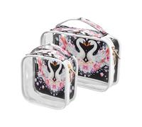 Two Swans Lot de 2 trousses de toilette transparentes avec poignées pour voyage, multicolore, Lot de 2