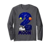 Two The Moon Big 2 Stars Planets Espace pour 2ème Anniversaire Manche Longue