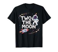 Two The Moon Birthday Boy Outer Space Astronaute 2ème Anniversaire T-Shirt