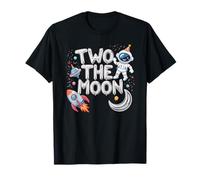 Two The Moon Birthday Boy Outer Space Astronaute 2ème Anniversaire T-Shirt