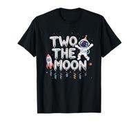 Two The Moon Birthday Boy Outer Space Astronaute 2ème Anniversaire T-Shirt
