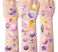 Two The Moon Tatouages temporaires d'anniversaire - Plus de 280 décorations de 2e anniversaire pour fille - Autocollants roses pour enfants de 2 ans - Accessoires de fête sur le thème de la planète