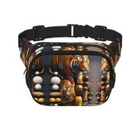 Two Tiger Sac banane carré double couche avec sangle réglable pour activités de plein air, noir, taille unique, Noir , Taille unique
