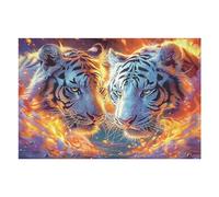 Two Tigres 1000 Pieces Casse-tête Adolescent en Carton Rigide Anti-Déchirure Difficulté Moyenne Activité ÉduChative Passe-Temps Cadeau Anniversaire 1000 PCS/75x50cm