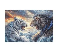 Two Tigres 1000 Pièces Puzzle Adolescent en Carton Rigide Difficulté Moyenne Activité ÉduChative Voyage Déplacement Cadeau Anniversaire Petit Prix 1000 PCS/75x50cm