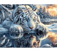 Two Tigres 300 Pieces Casse-tête Adulte en Carton Haute Densité Colorful Fantasy Faune Sauvage Difficile Motif Complexe Décoration Murale Anti-Stress Idée Cadeau Anniversaire 300 PCS/40x28cm