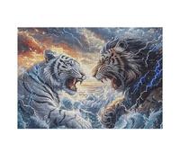 Two Tigres 300 Pieces Casse-tête Famille en Carton sans Déformation Haute Qualité Difficulté Moyenne Activité Familiale Anti-Stress Cadeau 300 PCS/40x28cm