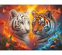 Two Tigres 300 Pièces Puzzle Amateur d'art en Carton Anti-Déchirure Haute Qualité Créatures cosmiques Magiques Difficile Niveau Expert Décoration Murale Idée Cadeau Anniversaire 300 PCS/40x28cm