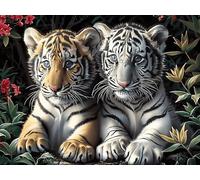 Two Tigres 300 Pièces Puzzle Expert Confirmé en Carton Rigide Haute Densité Colorful Fantasy Faune Sauvage Très Difficile Motif Complexe Décoration Murale Cadeau Premium 300 PCS/40x28cm