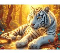 Two Tigres 300 Pièces Puzzle Famille en Carton Rigide Colorful Fantasy Faune Sauvage Difficulté Moyenne Activité Familiale Anti-Stress Loisir Créatif Idée Cadeau Anniversaire Premium 300 PCS/40x28cm