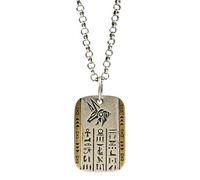 Two Tone 925 Silver Sterling Ancient Egyptian Dieux Anubis Horus Collier pendant avec des hiéroglyphes pour hommes Femmes de 60 cm Chaîne