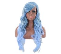 Two Tone Black Roots Long Wavy Black Grey Ombre Wig Synthetic Hair Natural Blue Pink Blonde Cosplay Wigs For Women OneSize blue