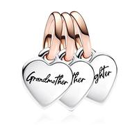 Two-tone Splittable Family Generation of Hearts Triple Dangle Charm Pendentif Femme bracelet collier 925 argent sterling charme bijoux cadeau fille
