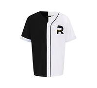Two Tone T-shirt de baseball en jersey, Noir et blanc., L