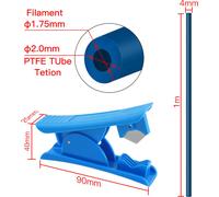 TWO TREES 3D Printer Kit PTFE Tubing Hipe 40cm for 1.75mm Filament with PTFE Tube Cutter 2pcs PC4-M6 Pneumatic Fittings 2pcs PC4-M10 Pneumatic Fittings Hotend Socks Blue Compatible with Ender3/3S 3D P
