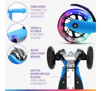 TWO Trottinette enfants à partir de 5 ans roues LED jusqu'à 80 kg pliable réglable en hauteur