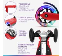 TWO Trottinette enfants à partir de 5 ans roues LED jusqu'à 80 kg pliable réglable en hauteur