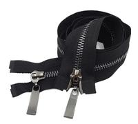 Two Way Zip 1 Fermeture Éclair Métallique Dorée À Double Curseur, 80/100/120 Cm, N° 5, Verrouillage Automatique(Blackblack,80cm)