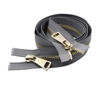 Two Way Zip Fermeture éclair métallique 80/100/120 cm à double curseur et dents dorées for doudounes, manteaux accessoires de décoration(Grey,100cm)