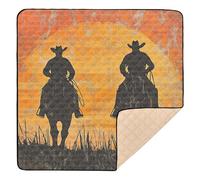 Two Western Cowboys Tapis de jeu pliable pour bébé, imperméable, pour salle de jeux, pour bébés, tout-petits, nourrissons, 127 x 127 cm