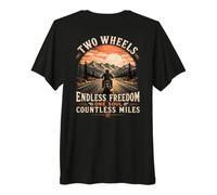 Two Wheels Endless Freedom One Soul Moto Rider T-Shirt Haut de Gamme