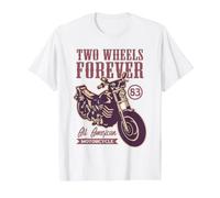 Two Wheels Forever All American Motorcycle Biker Whimsical T-Shirt Graphique avec Valeur