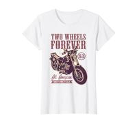 Two Wheels Forever All American Motorcycle Biker Whimsical T-Shirt Graphique avec Valeur